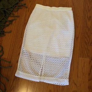 Kendall and Kylie Eyelet Lace Slit Pencil Skirt